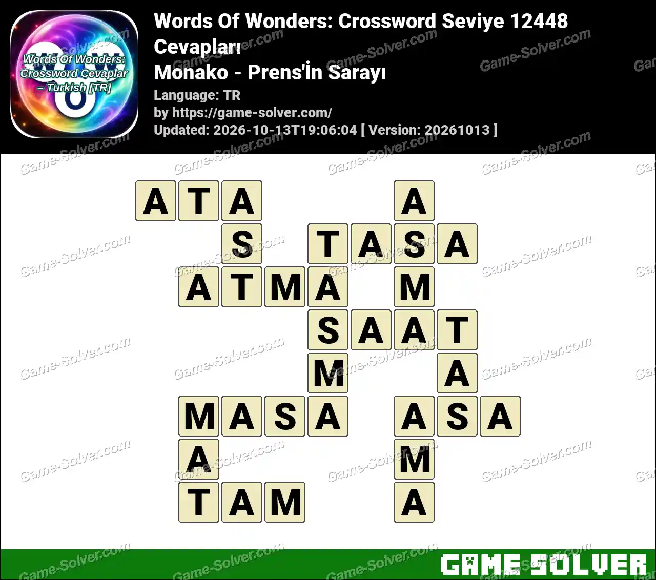 Words Of Wonders: Crossword Seviye 12448 Cevapları – Monako – Prens’İn Sarayı